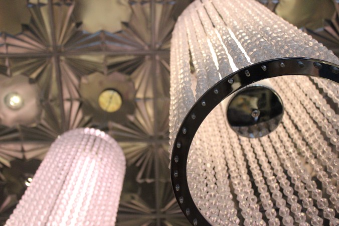 D20 Chandeliers at Mox Boarding House up close